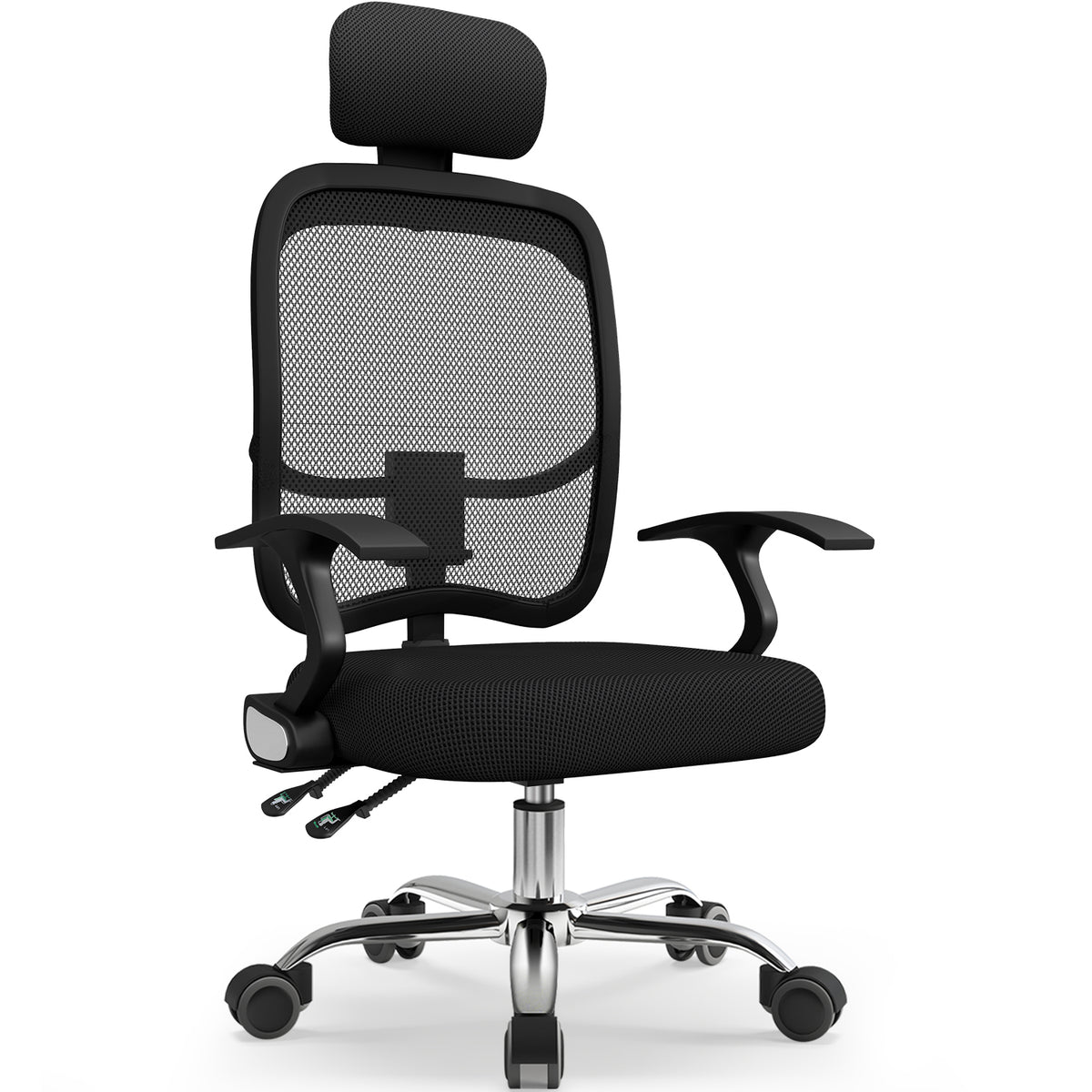 GTIMEX Bürostuhl, Schreibtischstuhl Bürostuhl ergonomisch, höhenverstellbare Rückenlehne, Drehstuhl mit Verstellbarer Kopfstütze, Bürostuhl Wippfunktion bis 135°, Atmungsaktiv, Chefsessel 130 kg Belastbar