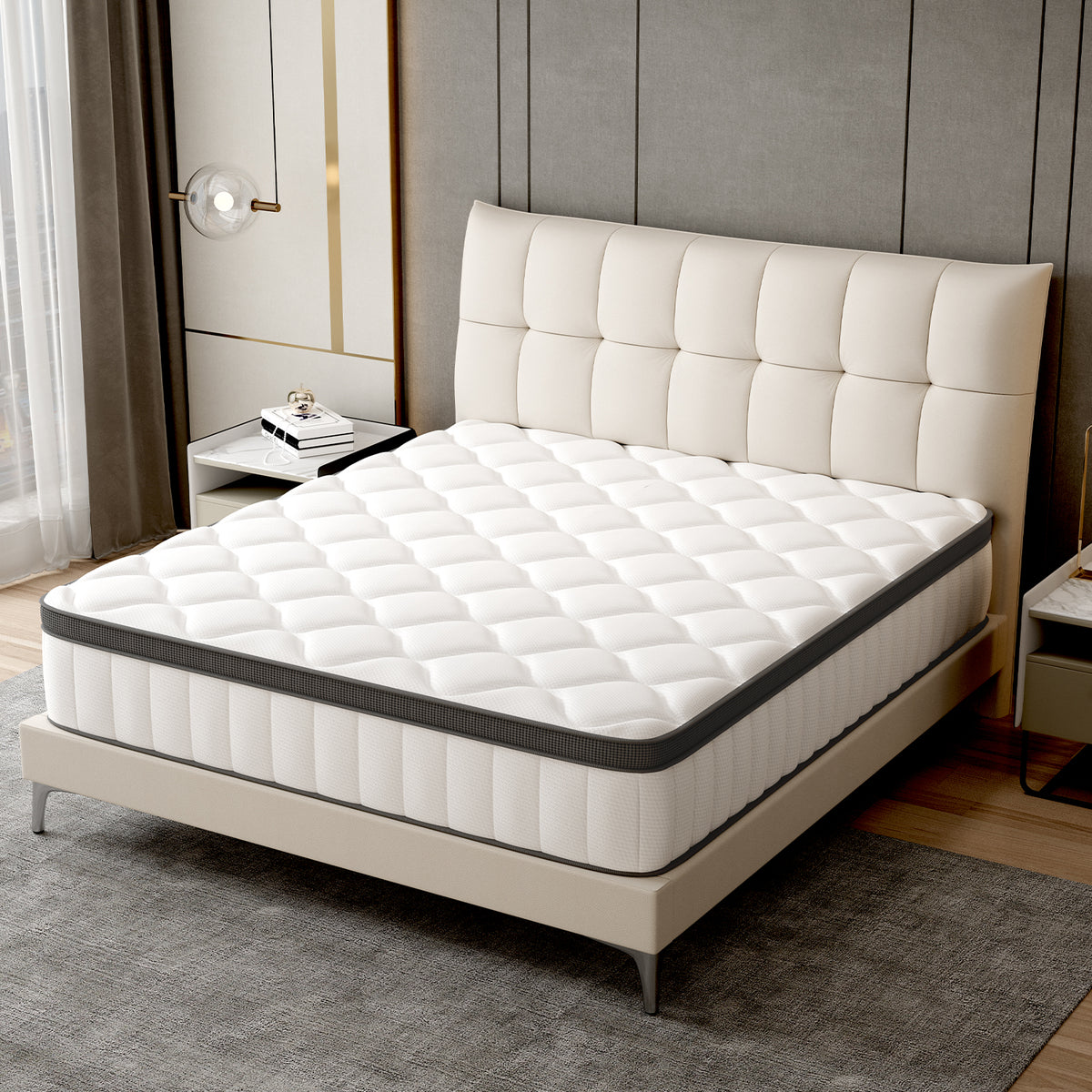 GTIMEX Matratze,7-Zonen Federkernmatratze,90 x 200 cm,25 cm hoch,H3,orthopädische matratze, mit Spannbettlaken, 9-Sichten Atmungaktive Material,für Kinder und Erwachsene